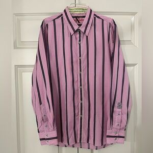 Robert Graham Pink & Navy Striped X Collection Button Down Shirt Size XL